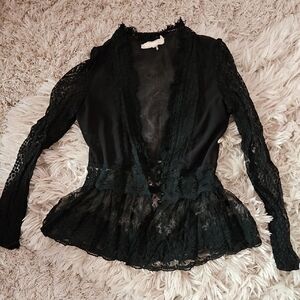 Elegant Black Lace Women's Top